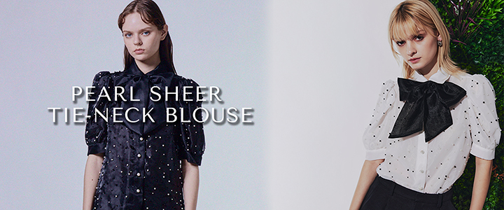 Pearl Sheer  Tie-Neck Blouse