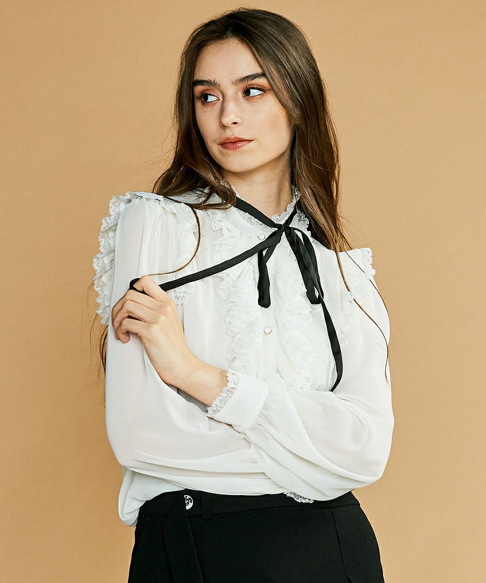 Sov. / プリーツフリルブラウス TOPS Night STORE | ダブル  