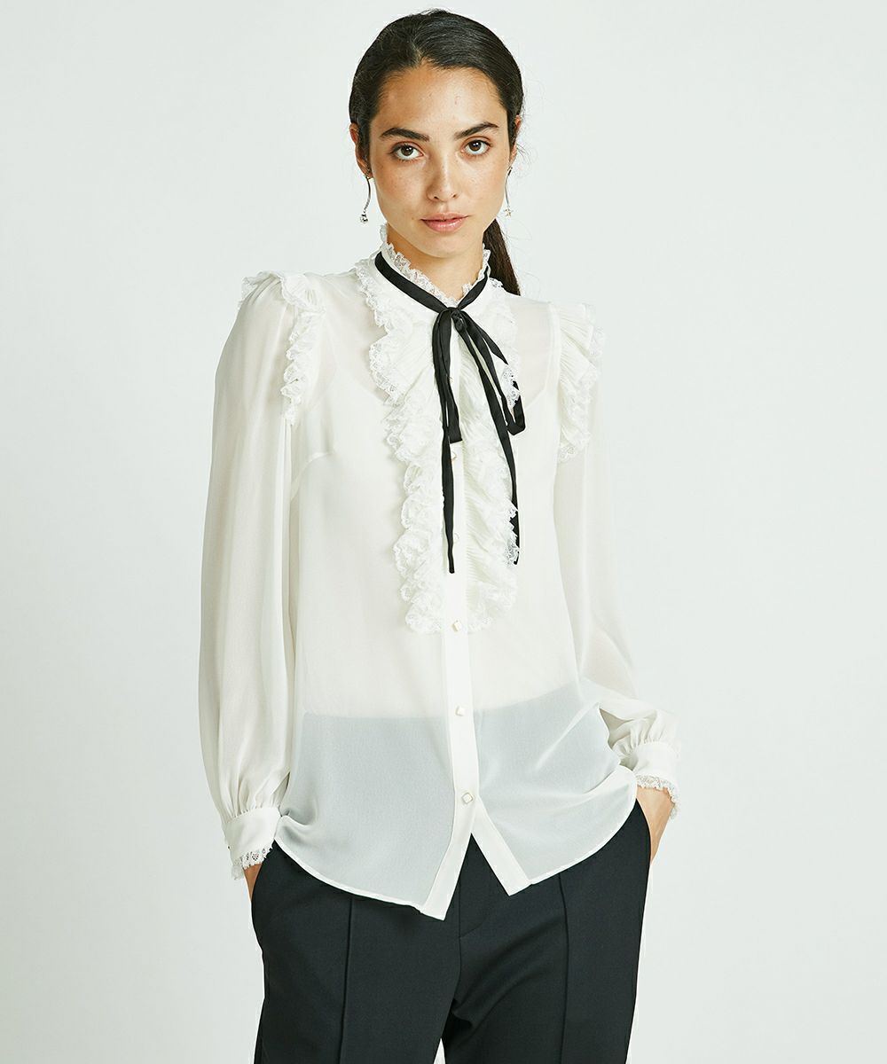 Sov. / プリーツフリルブラウス TOPS Night STORE | ダブル  