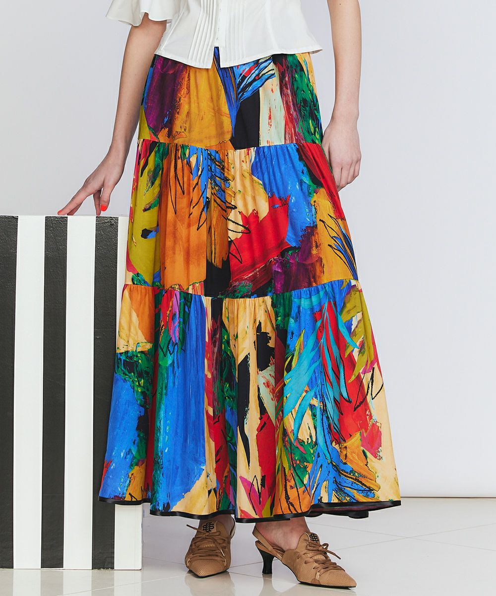 DSC / ヴィンテージプリントティアードスカート(SALE) BOTTOMS Night  