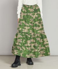 DSC / カモフラ柄ギャザースカート - ロングスカート