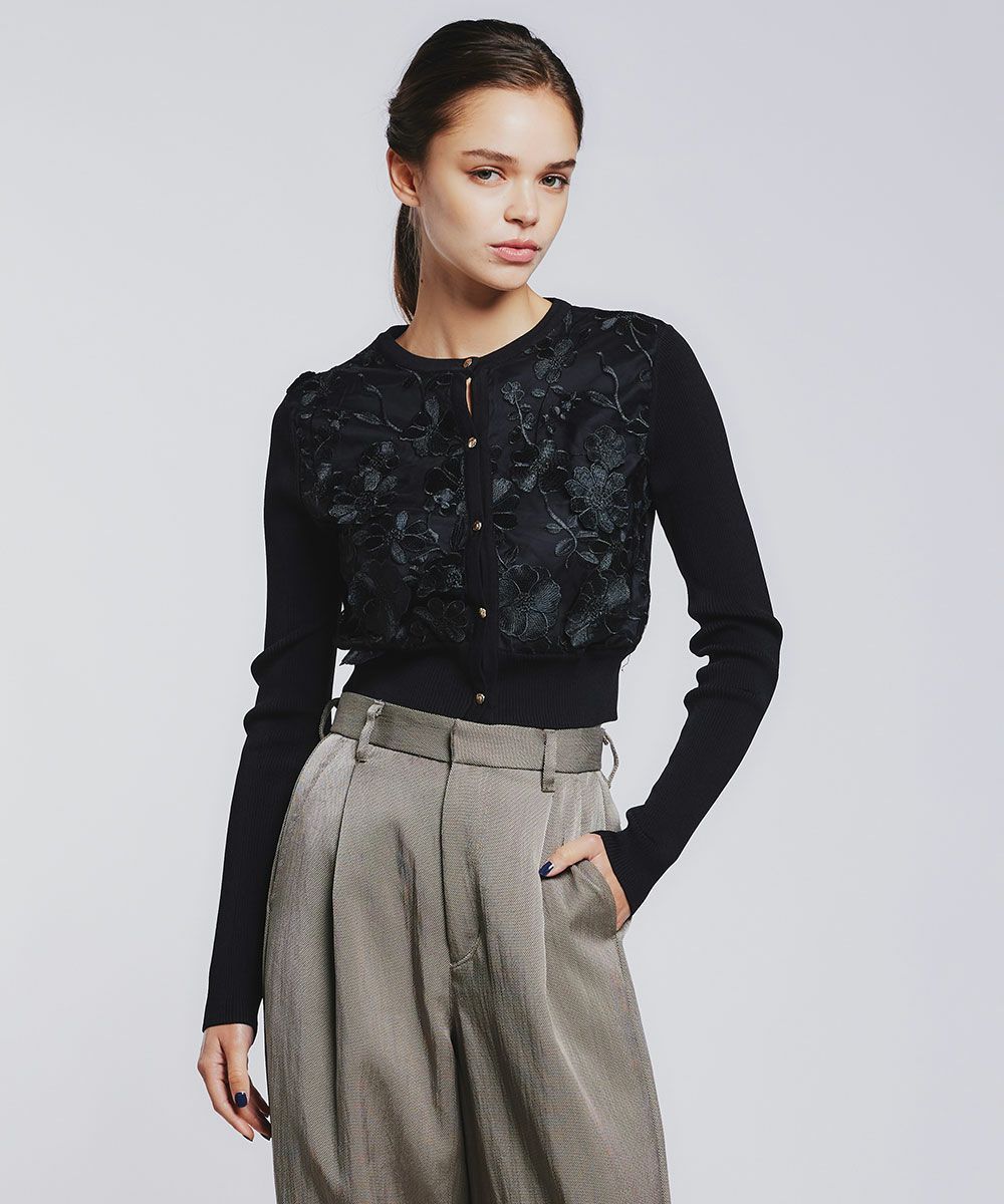 Sov. / フラワーレースニットカーディガン TOPS Night STORE | ダブル  