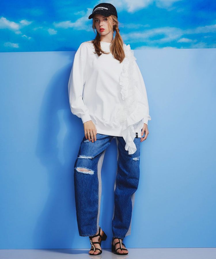 DSC / ニットドッキングデニムパンツ BOTTOMS Night STORE | ダブル