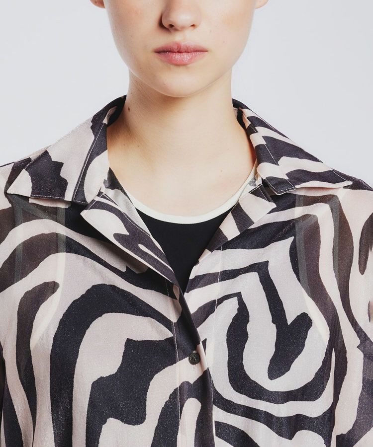【DOUBLE STANDARD CLOTHING】36 ブラックシアーシャツ ESSENTIAL / ゼブラプリントロングシャツ(SALE) ESSENTIAL Night