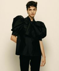 SOV. ソブ　ニット　ブラック　黒　ボウタイ　パフスリーブ　サイズ38 Sov. / パフスリーブボウタイブラウス(SALE) TOPS Night STORE