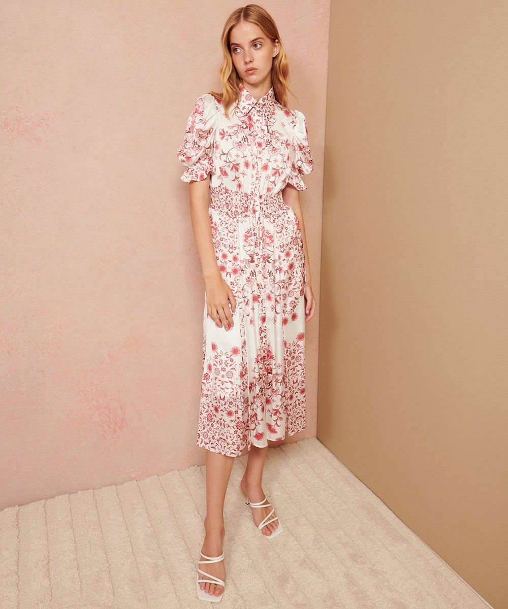 CORCOVADO / サテン花柄プリントパフスリーブドレス CORCOVADO Night  