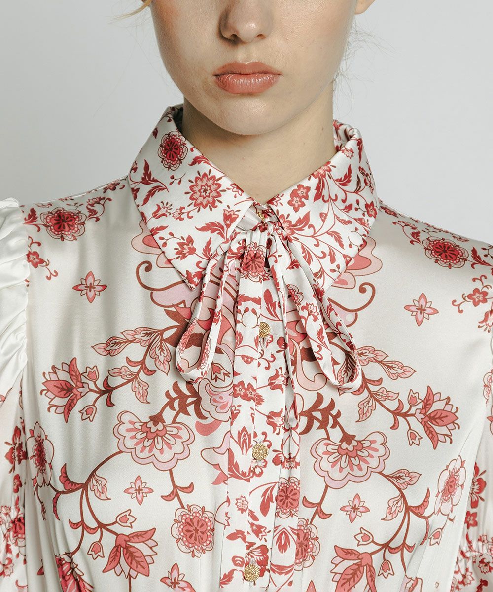 CORCOVADO / サテン花柄プリントパフスリーブドレス CORCOVADO Night  