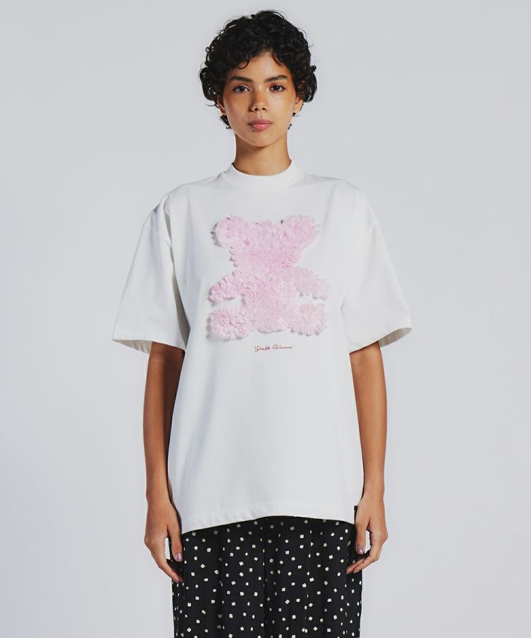 DSC / レース刺繍ピンクベアTシャツ