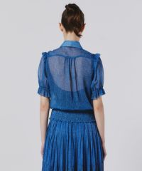 DSC / デニムプリントシフォンブラウス TOPS Night STORE