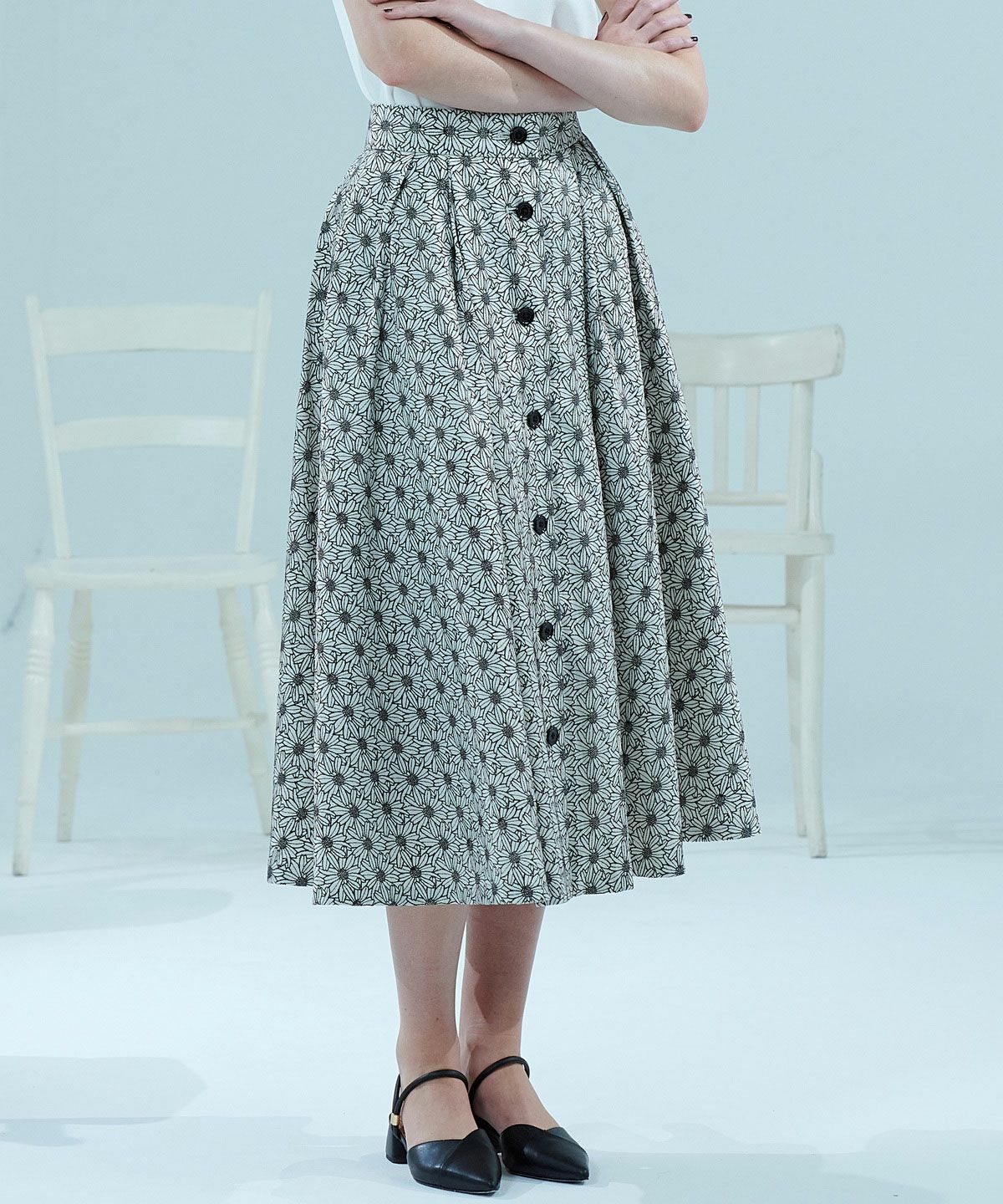 Sov. / フロントボタンフレアスカート BOTTOMS Night STORE | ダブル  