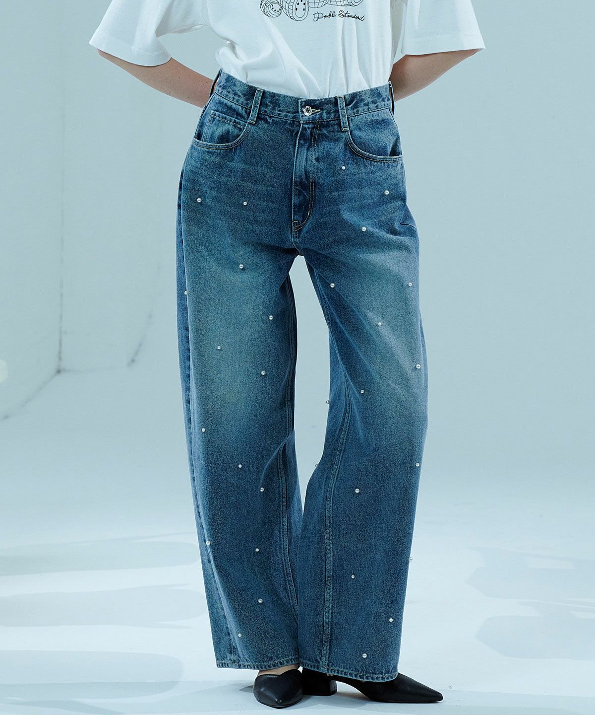 DSC/ パールワイドデニムパンツ BOTTOMS Night STORE | ダブル  
