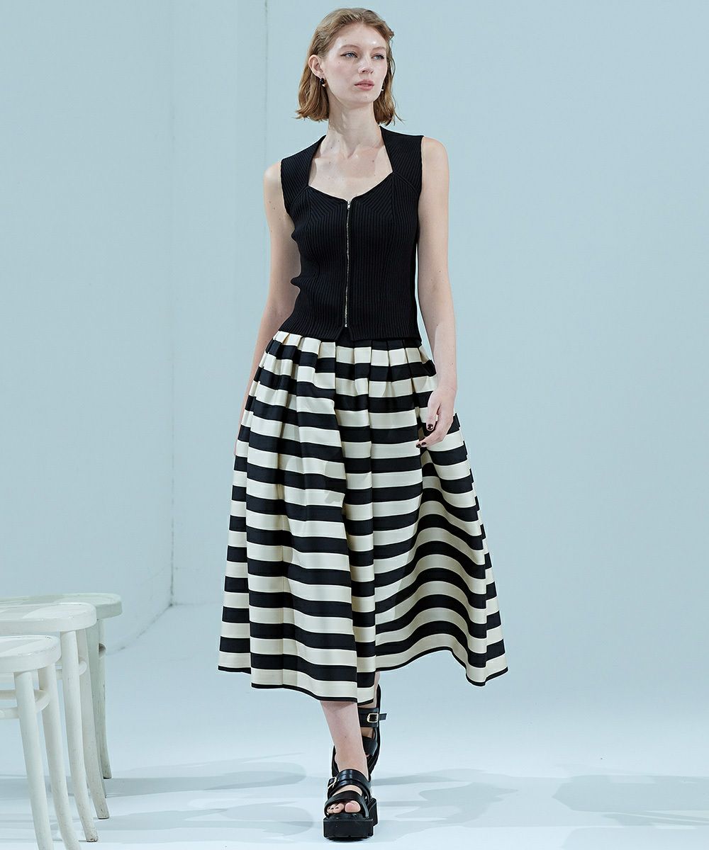 DSC / ボリュームボーダータックスカート BOTTOMS Night STORE  