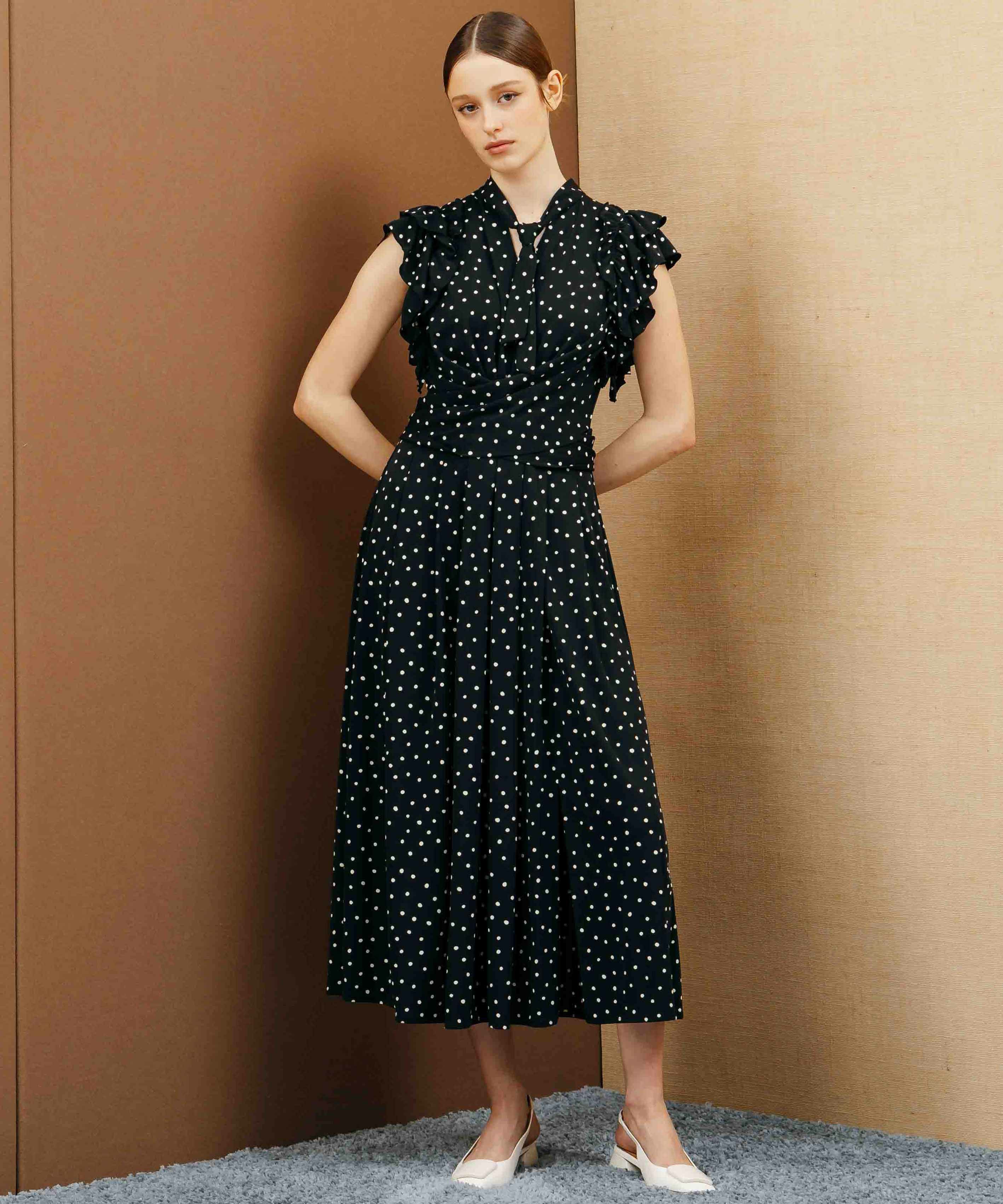 CORCOVADO / Polyester Smooth Jersey ドットドレス CORCOVADO Night 