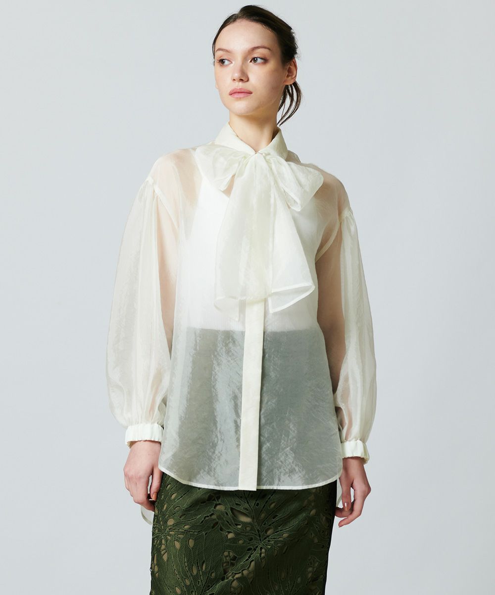 Sov. / ノースリーブボウタイシアーブラウス(WEB限定) TOPS Night  