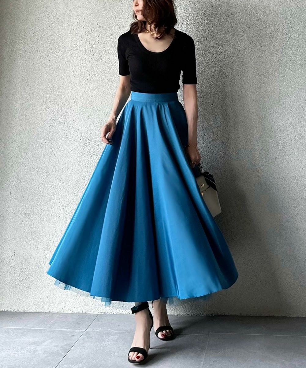 AKKO×Sov. / チュールインフレアロングスカート（WEB限定） BOTTOMS  