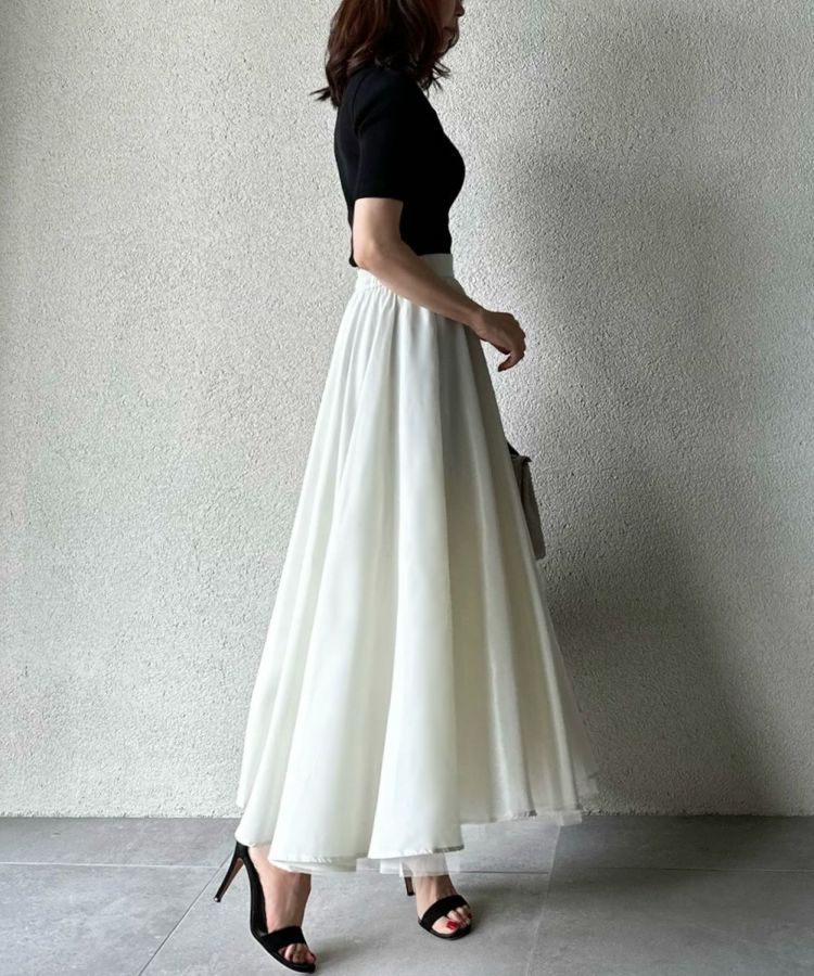 AKKO×Sov. / チュールインフレアロングスカート（WEB限定）(SALE