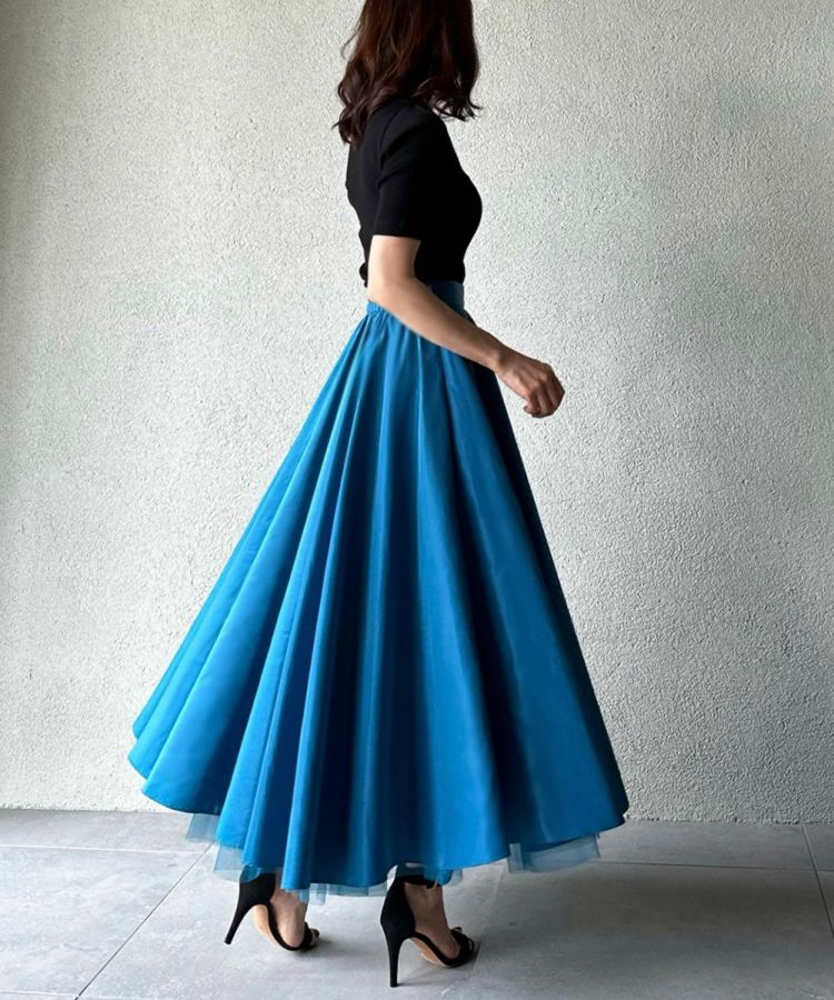 AKKO×Sov. / チュールインフレアロングスカート（WEB限定）(SALE