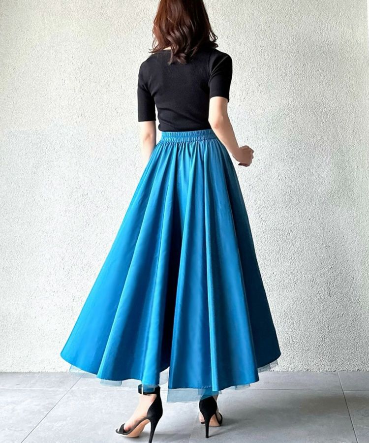 AKKO×Sov. / チュールインフレアロングスカート（WEB限定）(SALE