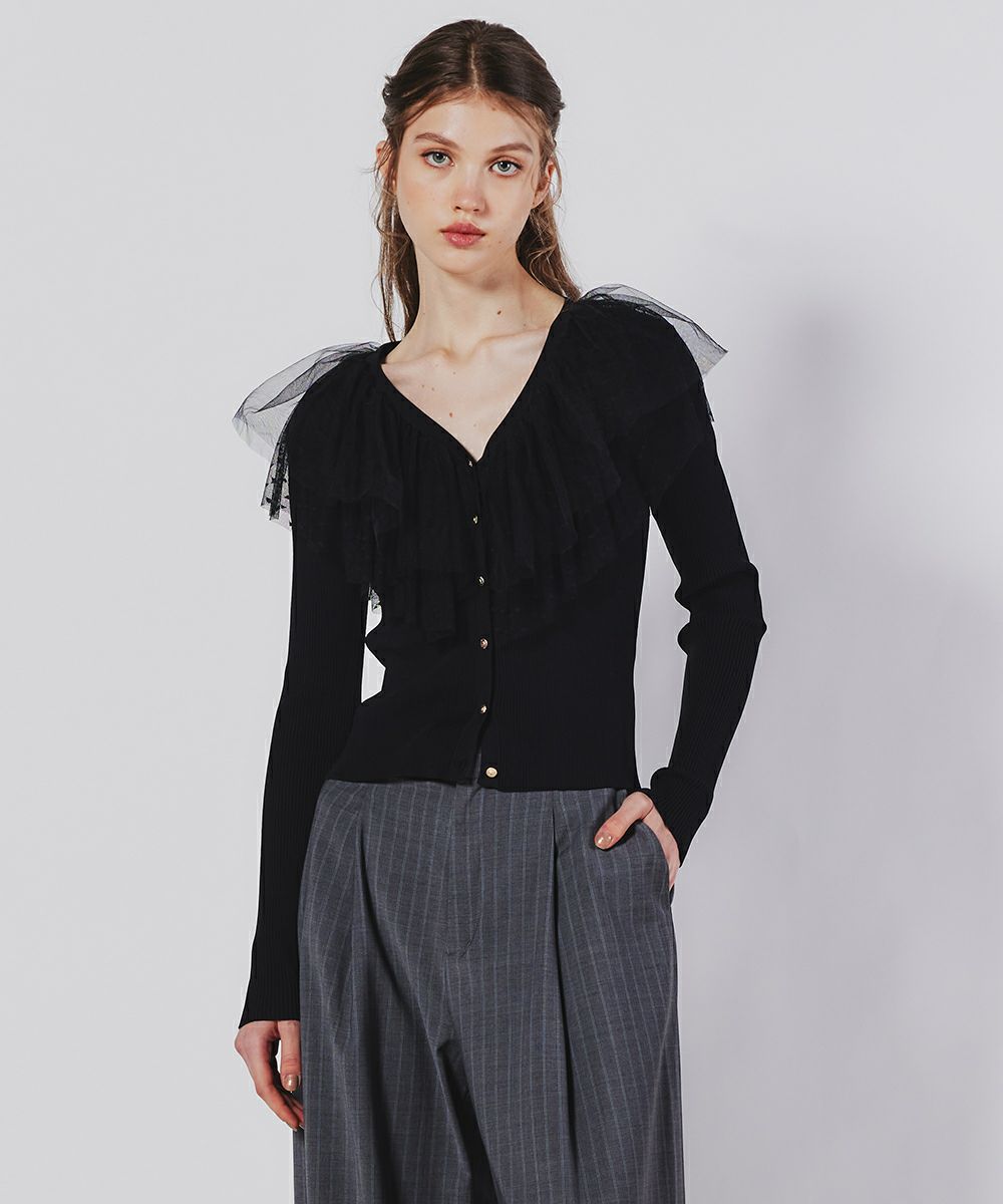 Sov. / フリルチュールニットカーディガン TOPS Night STORE | ダブル 