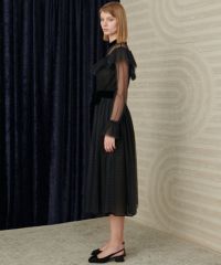 24ss CORCOVADO ドットプリント ジャージードレス ワンピース 38 CORCOVADO / ドットプリントチュールドレス CORCOVADO Night
