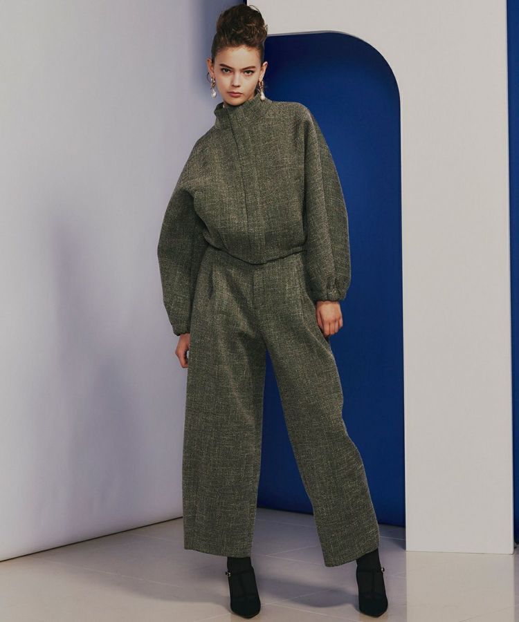 未使用品 ソブ sov. ダブルスタンダード Sov. / ツイードボンディングテーパードパンツ(SALE) BOTTOMS Night