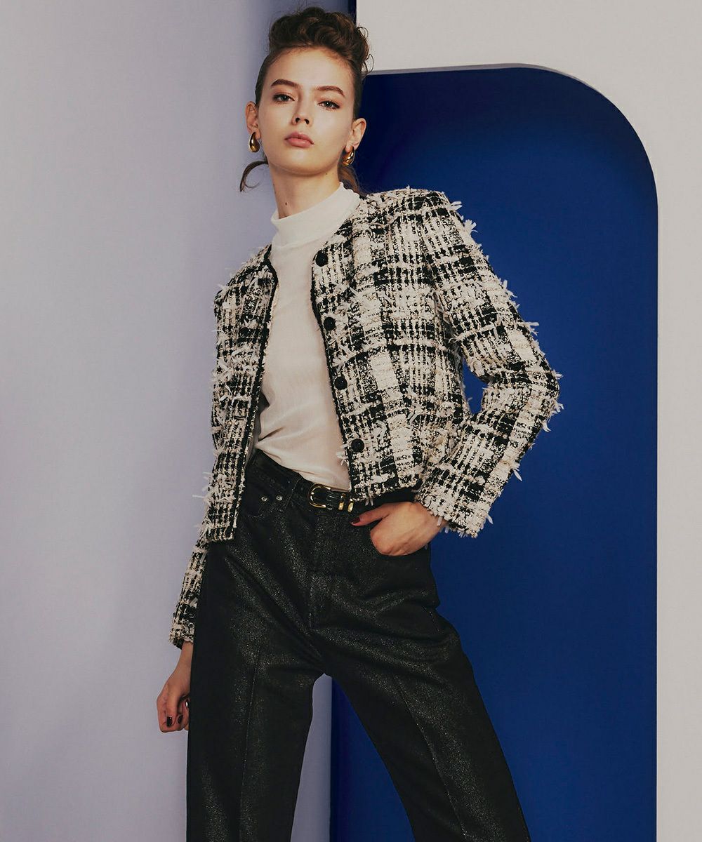 Sov. / ノーカラーツイードジャケット OUTERS Night STORE | ダブル  