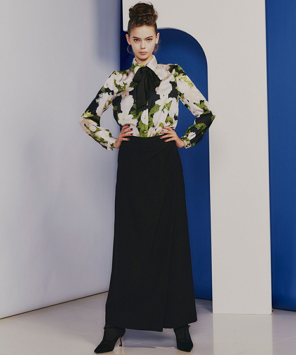 Sov. / フラワープリントサテンボウタイブラウス TOPS Night STORE  