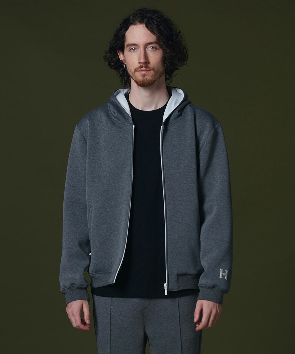 D/him H刺繍ダンボールニットジップパーカー TOPS Night STORE 