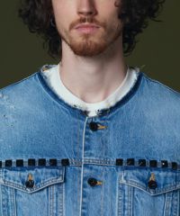D/him ノーカラースタッズデニムジャケット JACKETS Night STORE