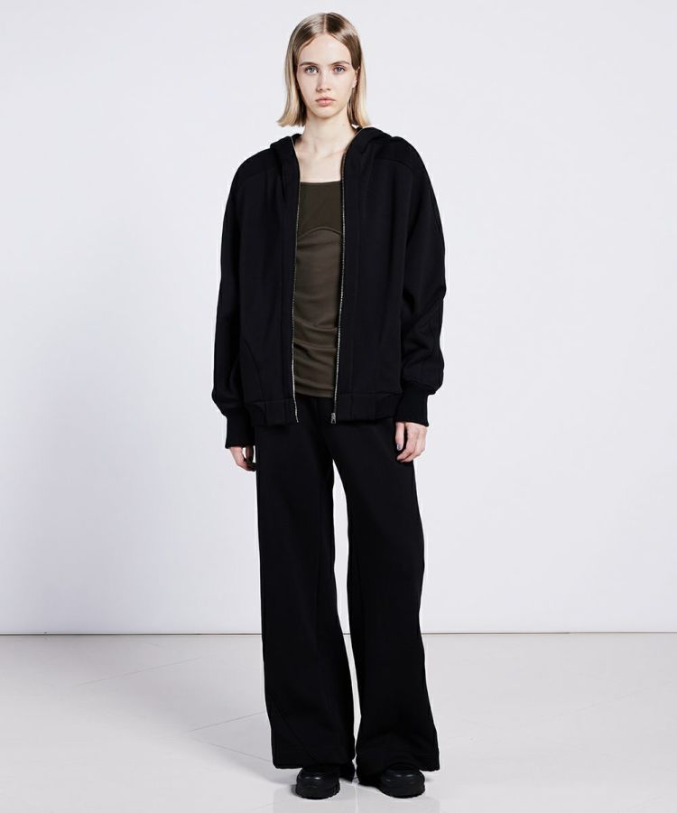 美品＊ダブルスタンダード ボンバーヒート 38 ブラック黒 ブルゾン パーカー 美品＊ダブルスタンダード ボンバーヒート 38 ブラック黒 ブルゾン