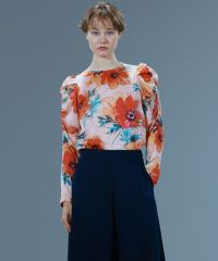 Sov. / フラワーサテンブラウス(SALE) TOPS Night STORE