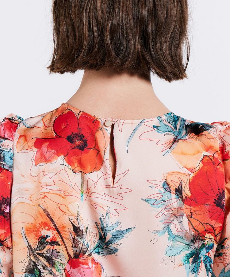 Sov. / フラワーサテンブラウス(SALE) TOPS Night STORE