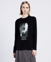 DOUBLE STANDARD CLOTHING 黒 長袖Tシャツ 新品 DSC / グラフィックロングスリーブTシャツ(SALE) TOPS Night