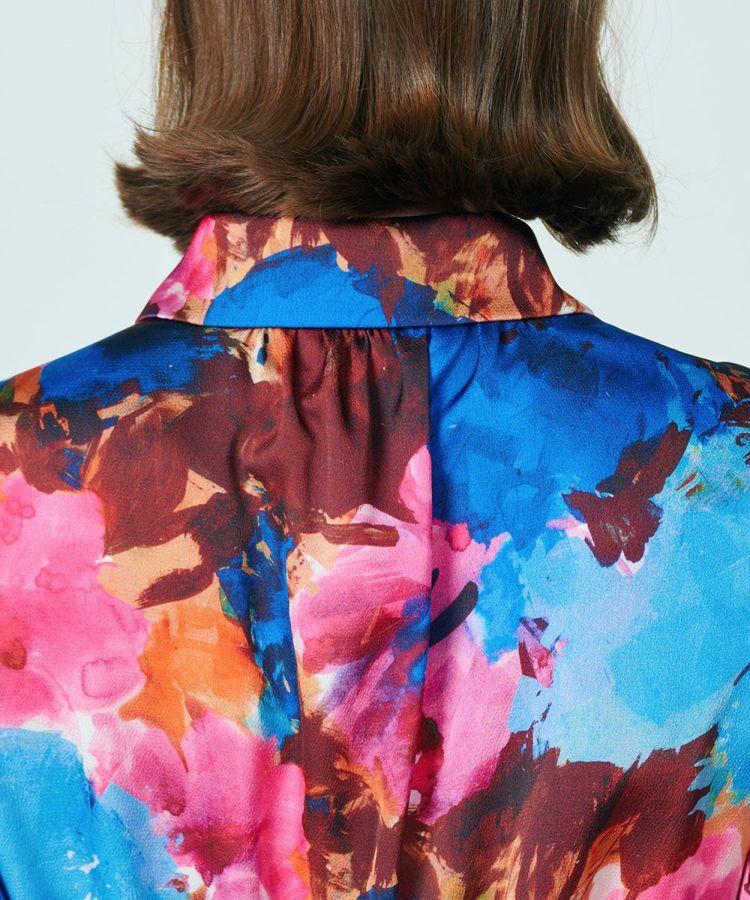 CORCOVADO / Polyester Satin パフスリーブシャツドレス CORCOVADO