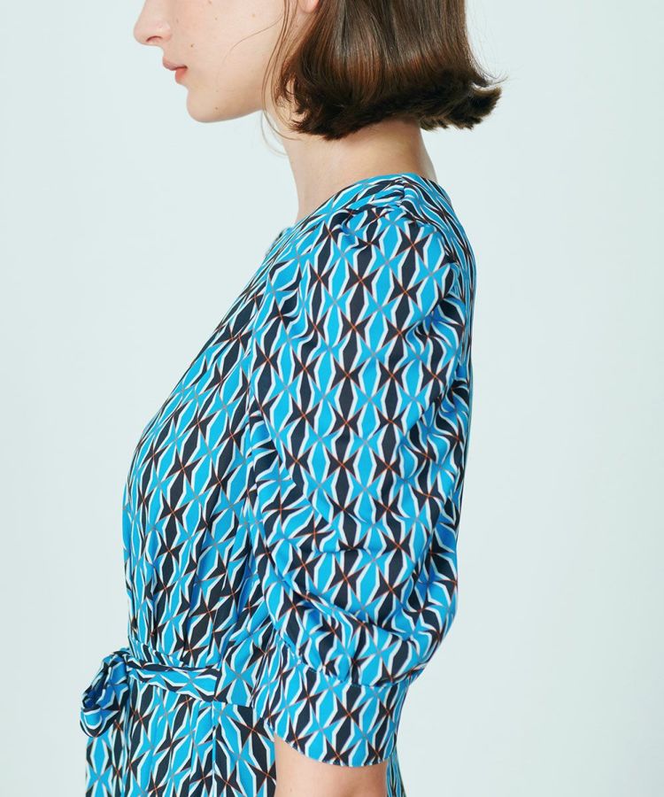 新品　CORCOVADO コルコバード　パフスリーブドレス　ワンピ　ブルー　36 CORCOVADO / Polyester Jersey パフスリーブドレス CORCOVADO