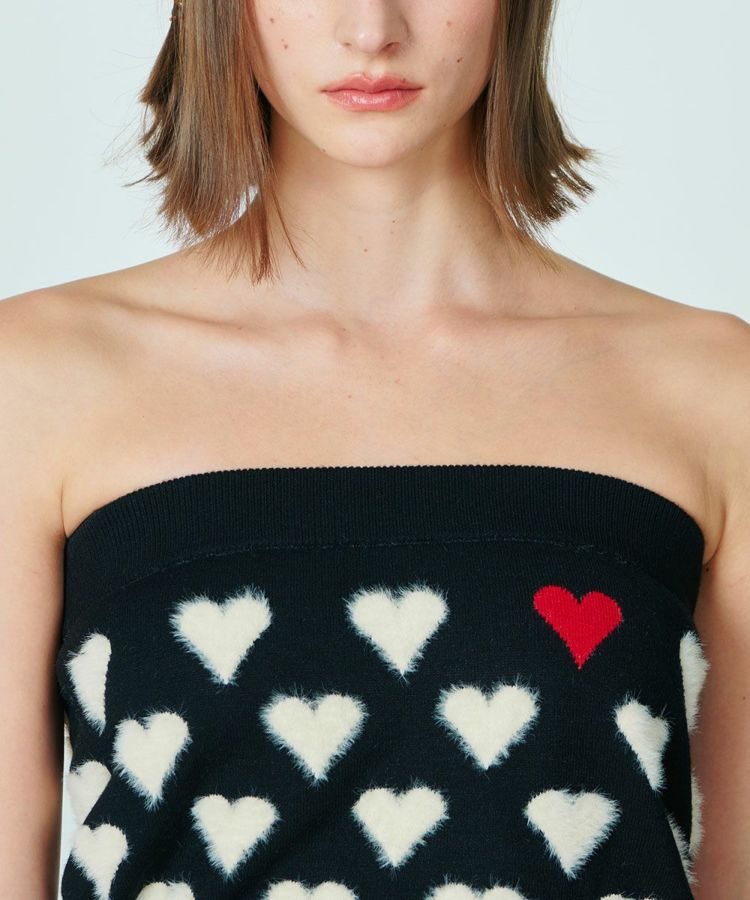 DSC 　ハートシャギーモール ベアトップ　未使用 DSC / ハートシャギーモールベアトップ（WEB限定）(SALE) TOPS Night