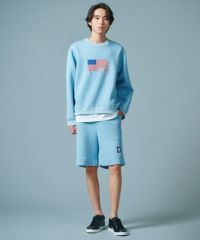 D/him 星条旗柄ブロックロゴダンボールプルオーバー(SALE) TOPS