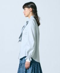 Sov.ソブ ブラウス パフスリーブ 36（M） Sov. / パフスリーブストライプボウタイブラウス(SALE) TOPS