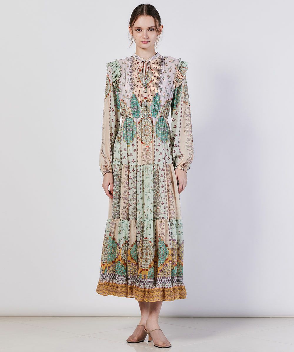 Sov. / フラワーシフォンロングワンピース DRESS Night STORE | ダブル  