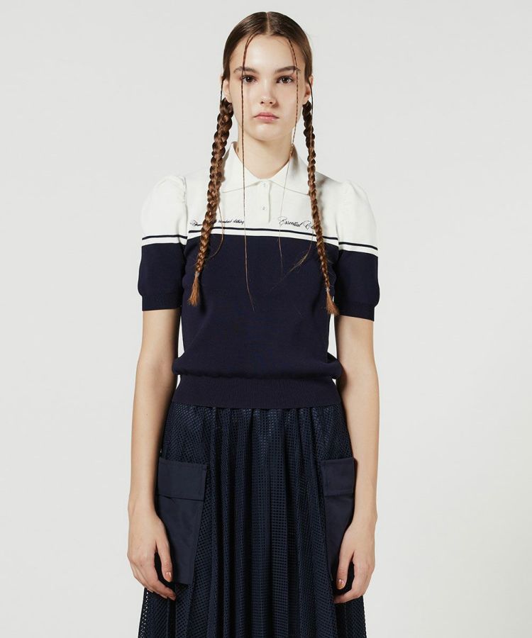 ESSENTIAL ダブルスタンダードクロージング パフスリーブニットポロ 36 ESSENTIAL / パフスリーブニットポロ TOPS Night STORE | ダブル