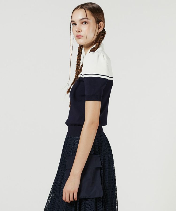 ESSENTIAL ダブルスタンダードクロージング パフスリーブニットポロ 36 ESSENTIAL / パフスリーブニットポロ TOPS Night STORE | ダブル