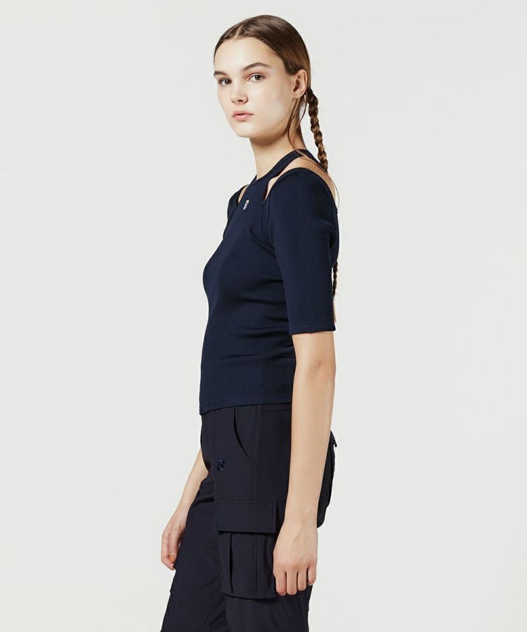 新品未使用　ESSENTIAL / レンシルテレコカットアウトTシャツ ESSENTIAL / レンシルテレコカットアウトTシャツ TOPS Night