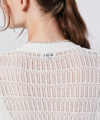 25SS 今季 ソブ 美品 【洗える】透かし編みニットカーディガン パール 38 Sov. / 透かし編みニットカーディガン TOPS Night STORE