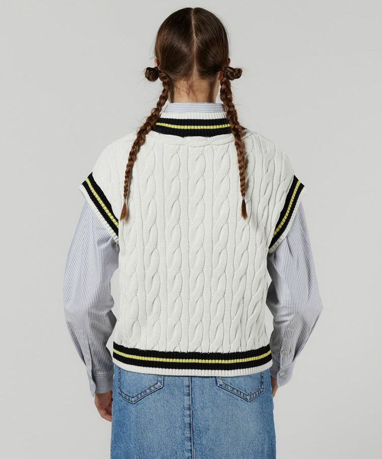 DSC / Vネックケーブルニットベスト(SALE) TOPS Night STORE