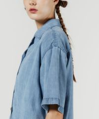 ダブスタDSC/テンセルデニムブラウス インディゴ 38サイズ DSC / テンセルデニムシャツ(SALE) TOPS Night STORE | ダブル