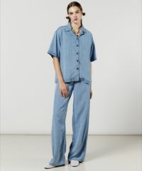 ダブスタDSC/テンセルデニムブラウス インディゴ 38サイズ DSC / テンセルデニムシャツ(SALE) TOPS Night STORE | ダブル