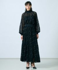 DOUBLE STANDARD ハート柄シフォンティアードスカート 38 DSC / ハートオパールティアードスカート BOTTOMS Night STORE