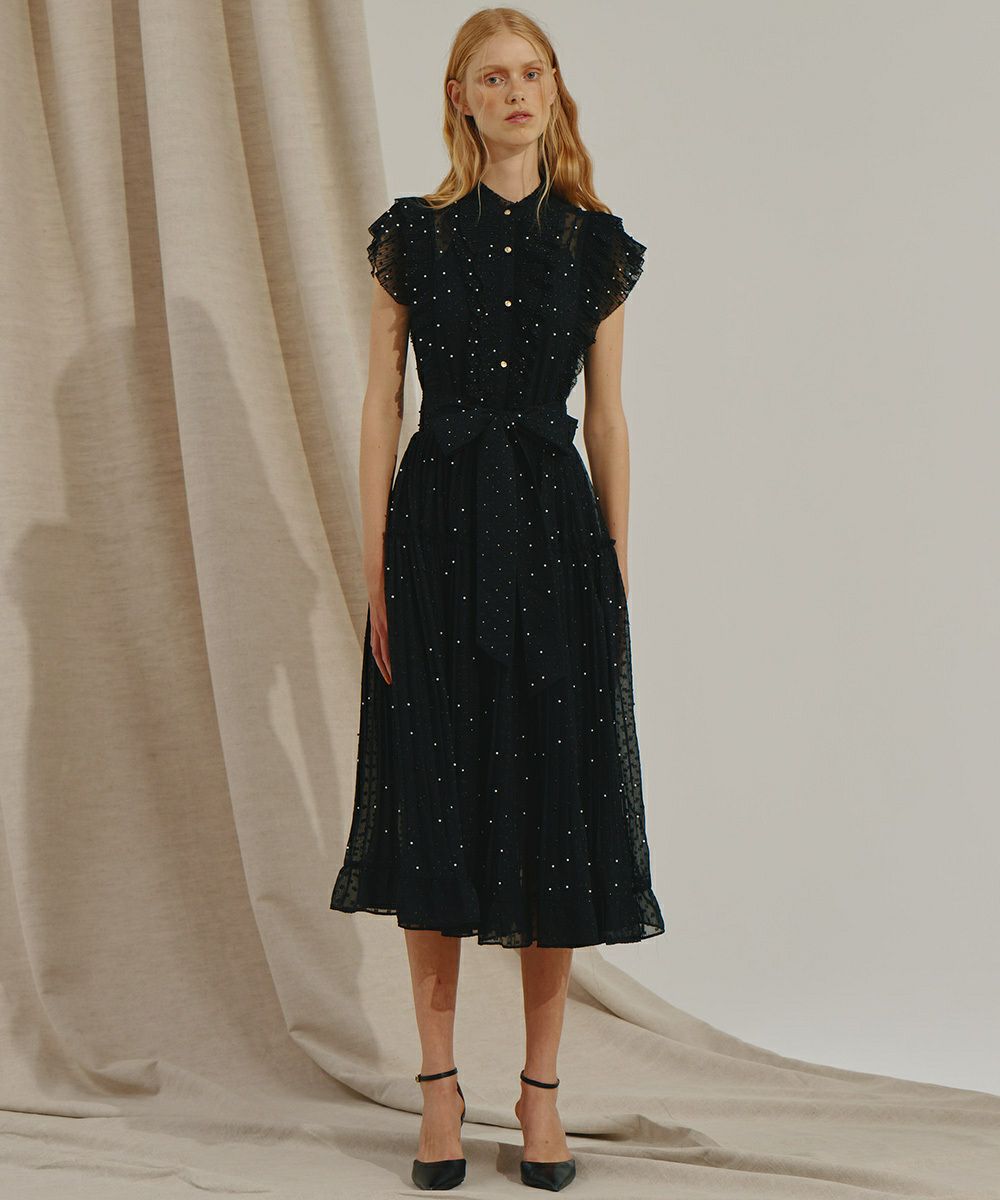 新品 ダブルスタンダードクロージングCORCOVADO パフスリーブドレス 36  