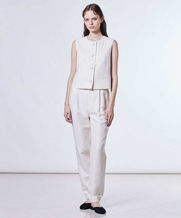 新作ダブルスタンダードSov. リネンマットスラブテーパードパンツ36 Sov. / リネンマットスラブテーパードパンツ(SALE) パンツ・レギンス