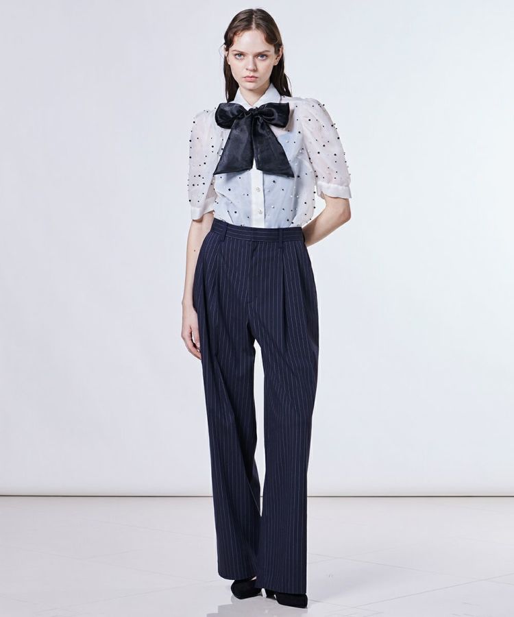 Sov. / パールシアーボウタイブラウス TOPS Night STORE